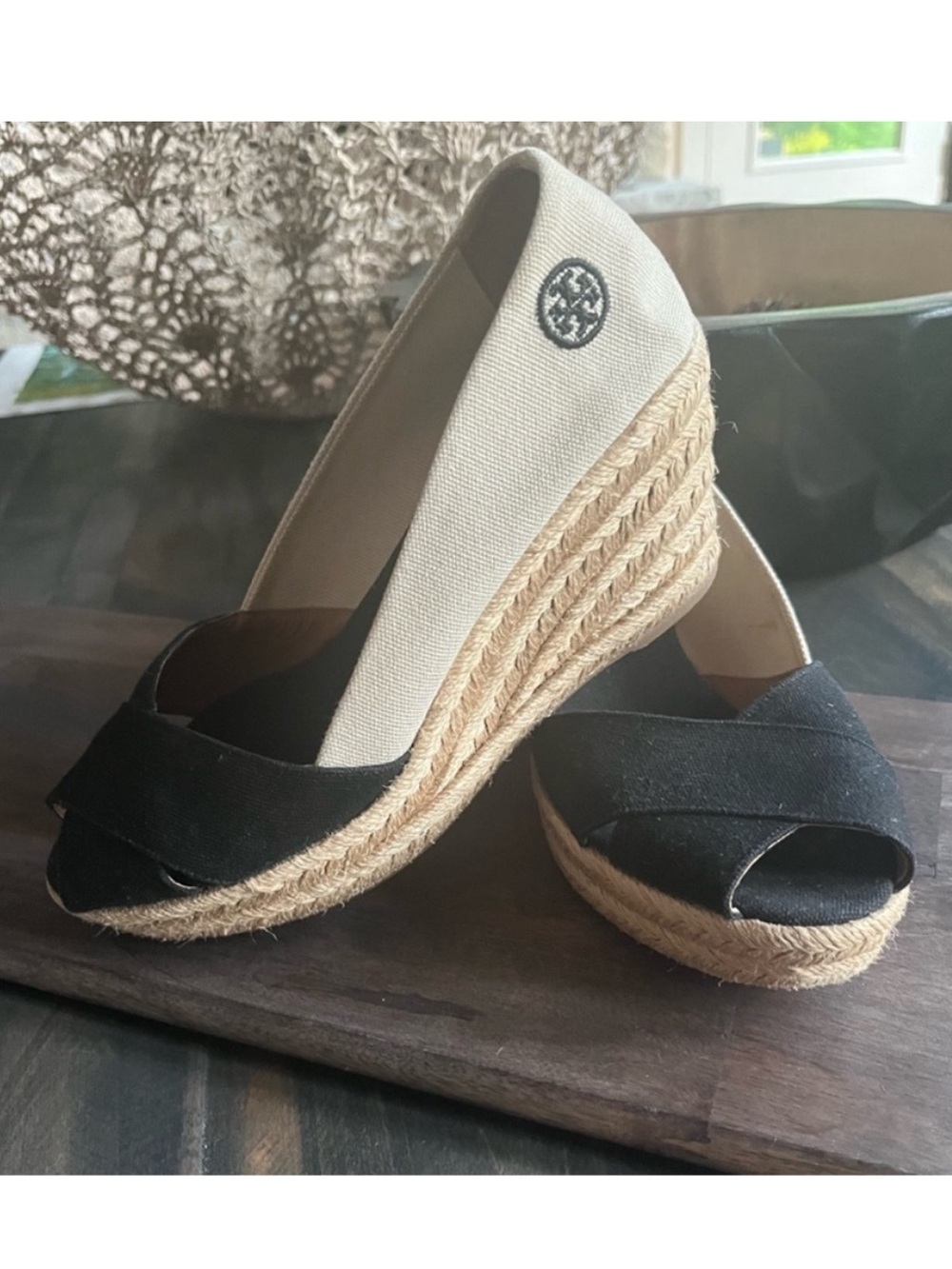 TORY BURCH Filipa Wedge Espadrilles Size 9 Excellent